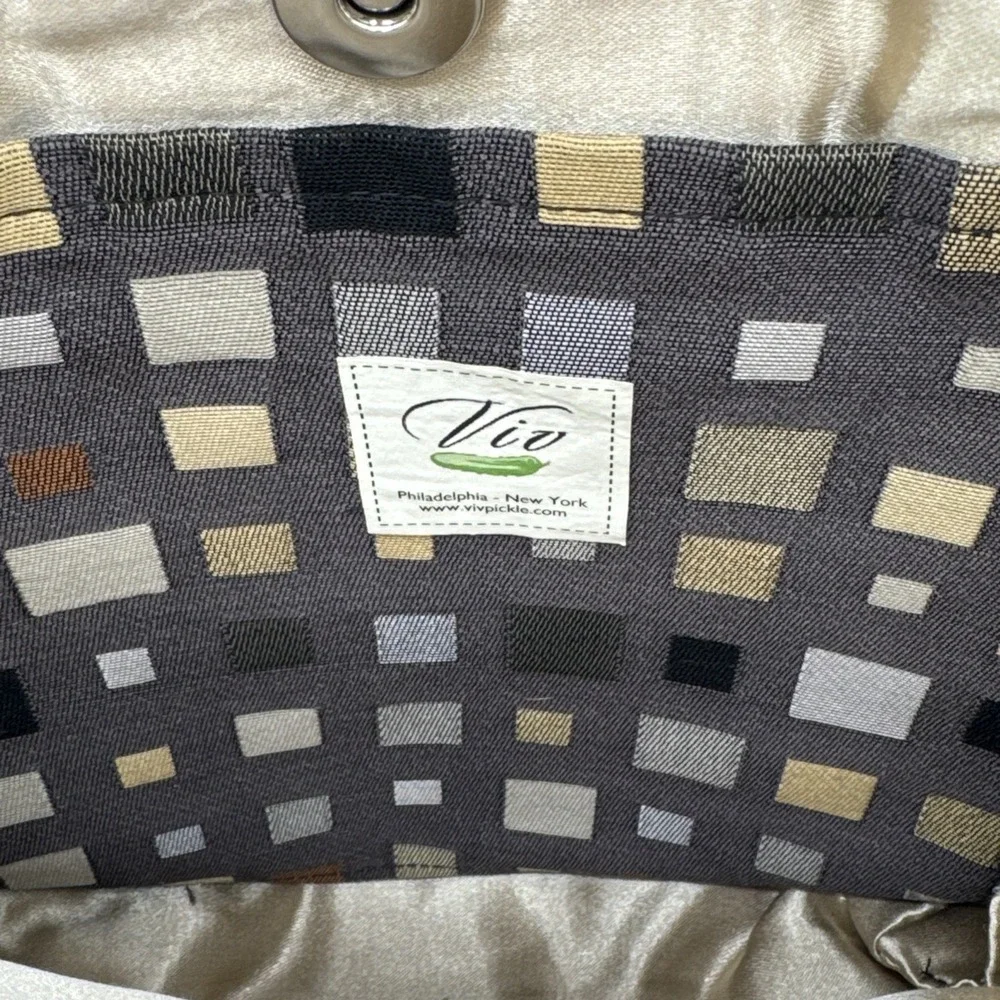 VIV‎ PICKLE Vintage One Of A Kind Designer Handbag Geometric Black Grey Unused